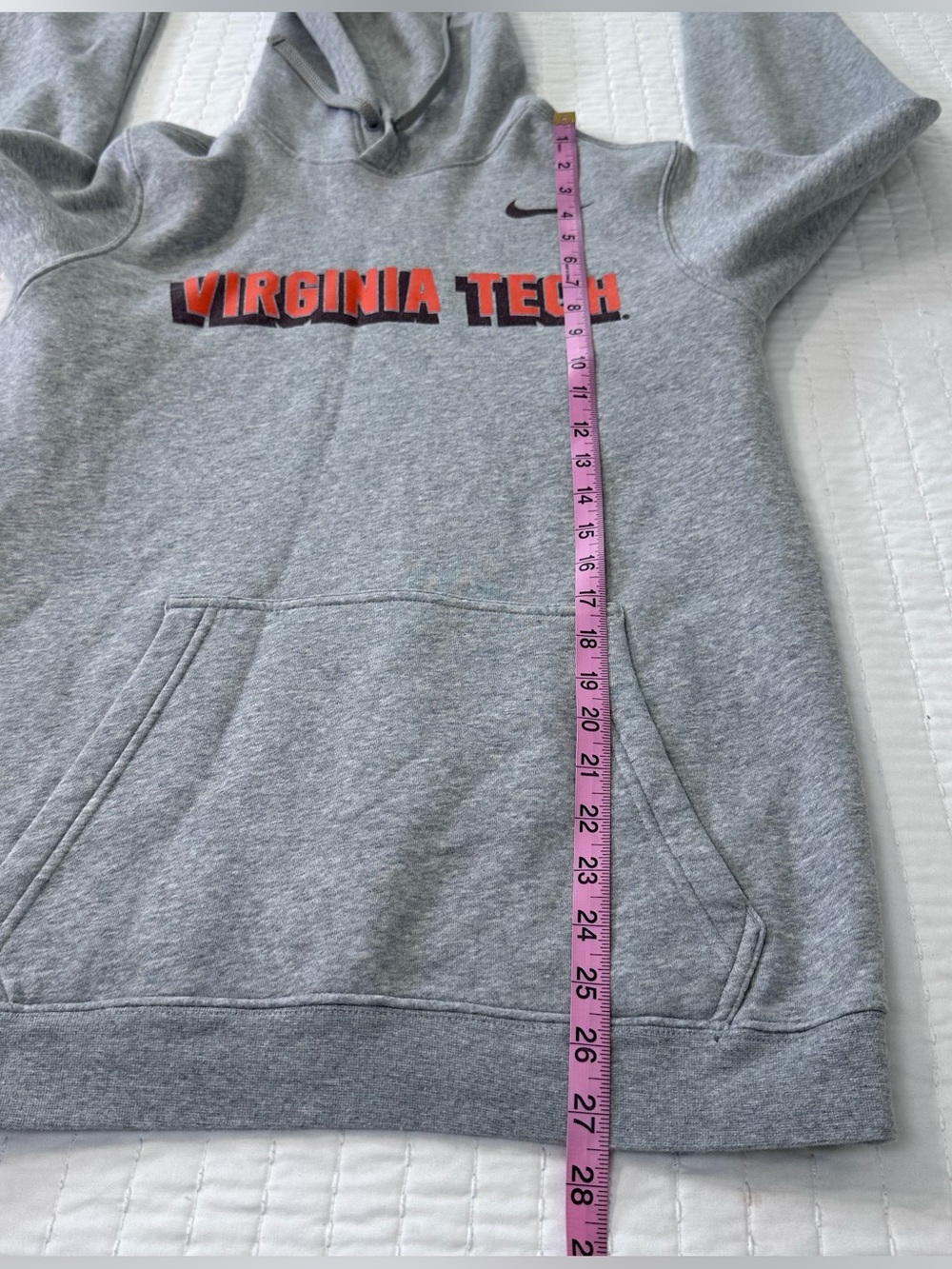 Unisex Nike Gray Fleece PO Hoodie with Orange Virginia Tech Script In Size S - Picture 4 of 12